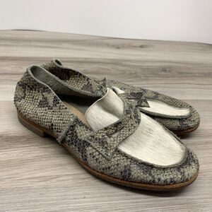 U-Dot Handmade Penny Loafers 5 fits US Women 7 pony hair Snake Japan flats